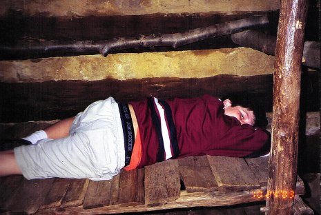 Nathan sleeping in Valley Forge cabin
